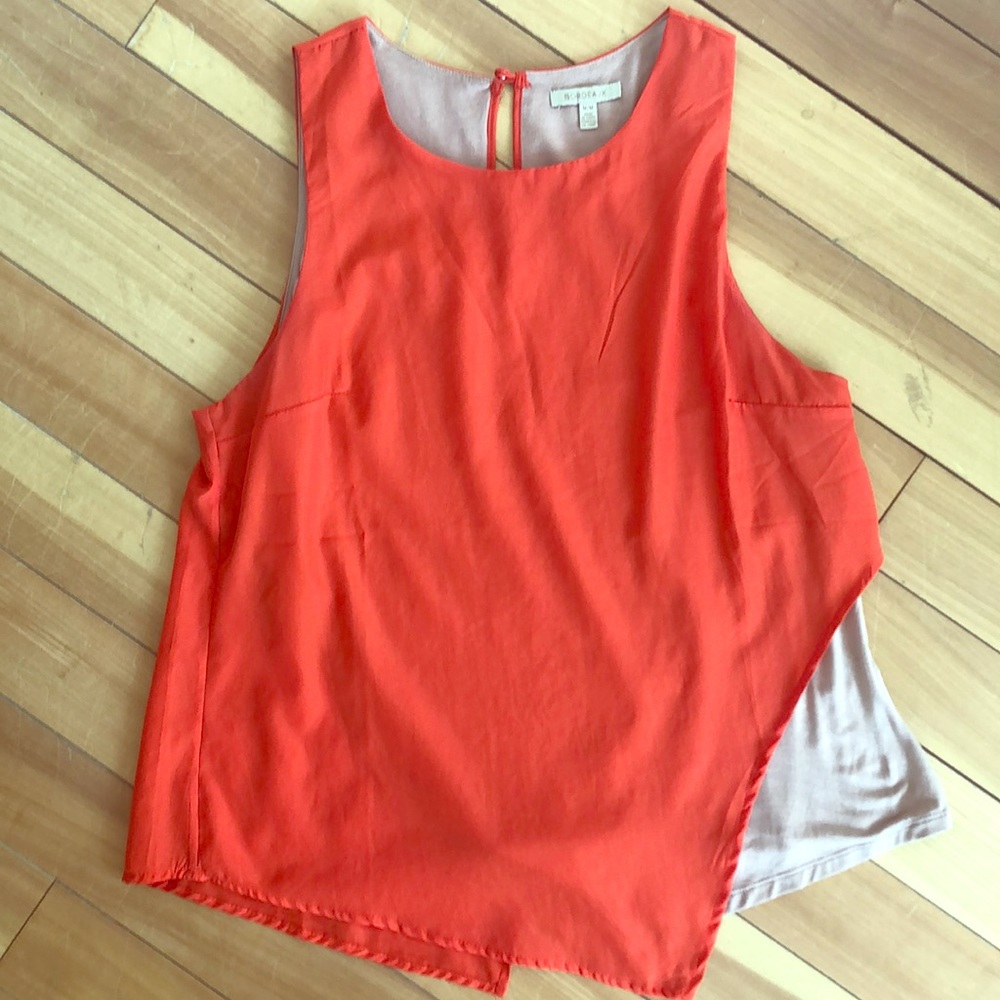 Anthropologie Bordeaux Colorblock Top Orange - M